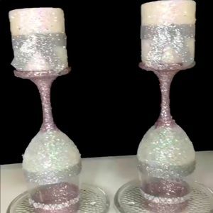 Decorated candles and candle holders